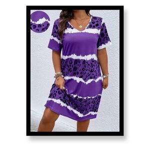 ‼️‼️Clearance-Purple Leopard Print Dress